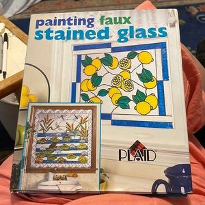 🌼NWOT HARD COVER W/DUST COVER PAINTING FAUX STAINED GLASS INSTRUCTIONS